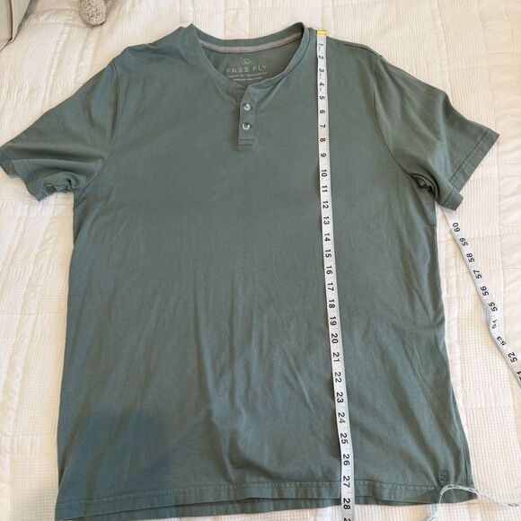 Free Fly Henley Shirt Men Large Green Button Bamboo Stretch Fishing Heritage - Picture 9 of 9